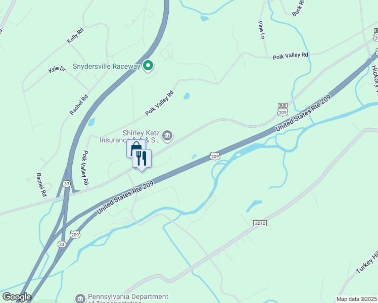map of restaurants, bars, coffee shops, grocery stores, and more near 6616 U.S. 209 in Stroudsburg
