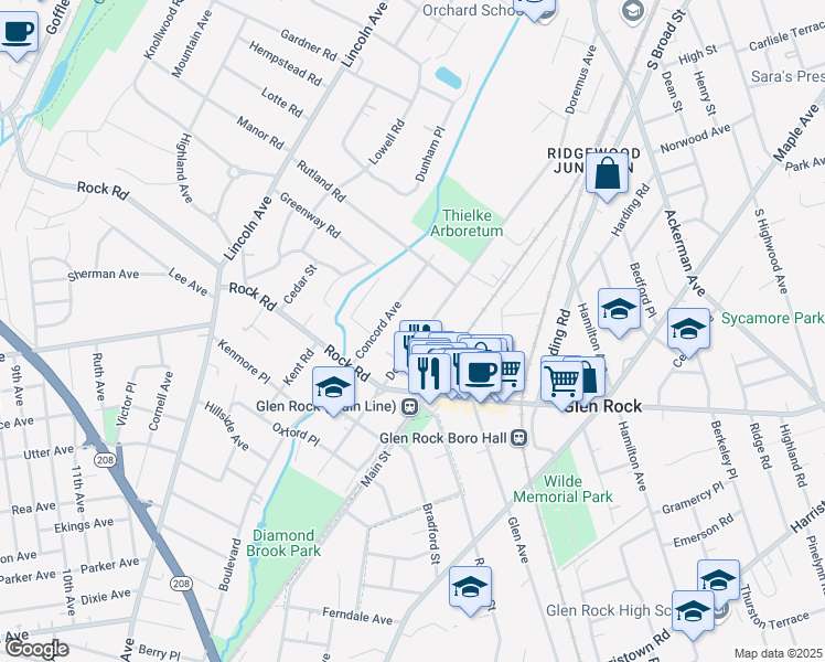 map of restaurants, bars, coffee shops, grocery stores, and more near 522 Doremus Avenue in Glen Rock