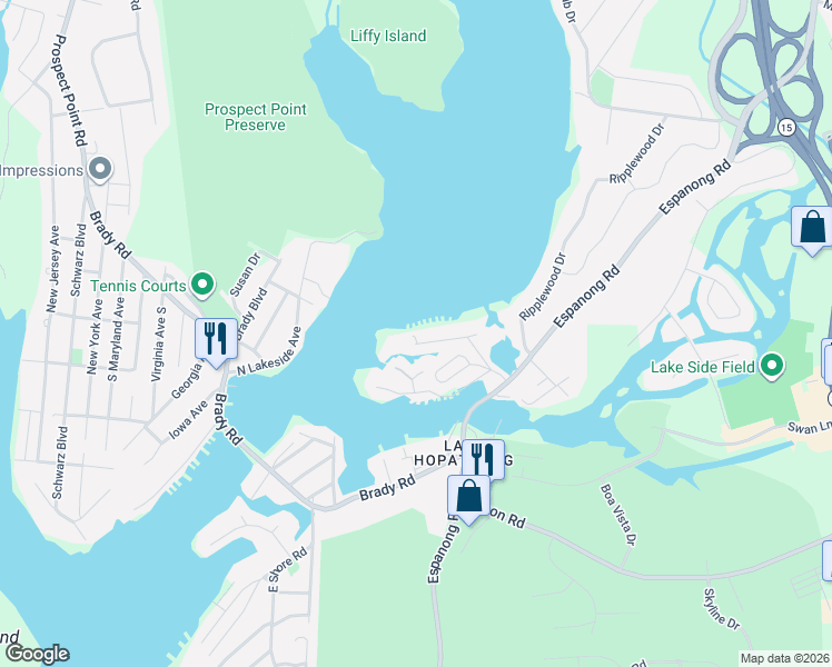 map of restaurants, bars, coffee shops, grocery stores, and more near 37 Wild Way in Jefferson