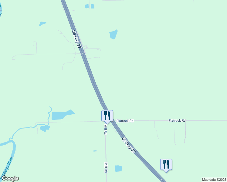 map of restaurants, bars, coffee shops, grocery stores, and more near 13019 U.S. 27 in Fort Wayne