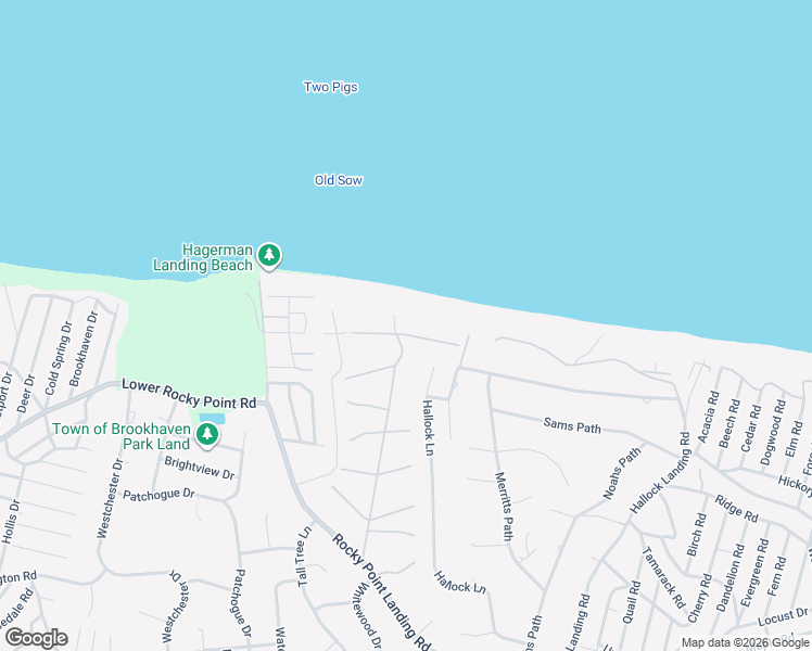 map of restaurants, bars, coffee shops, grocery stores, and more near 1 Wildwood Road in Rocky Point