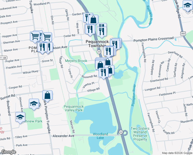 map of restaurants, bars, coffee shops, grocery stores, and more near 4 Romondt Road in Pequannock Township