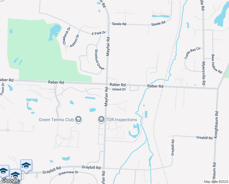 map of restaurants, bars, coffee shops, grocery stores, and more near 2430 Island Drive in Uniontown