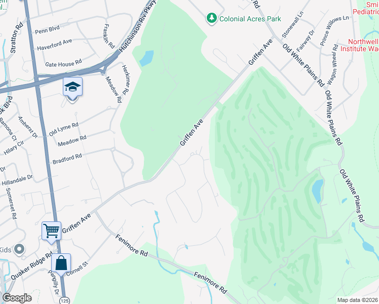 map of restaurants, bars, coffee shops, grocery stores, and more near 5 Kolbert Drive in Scarsdale