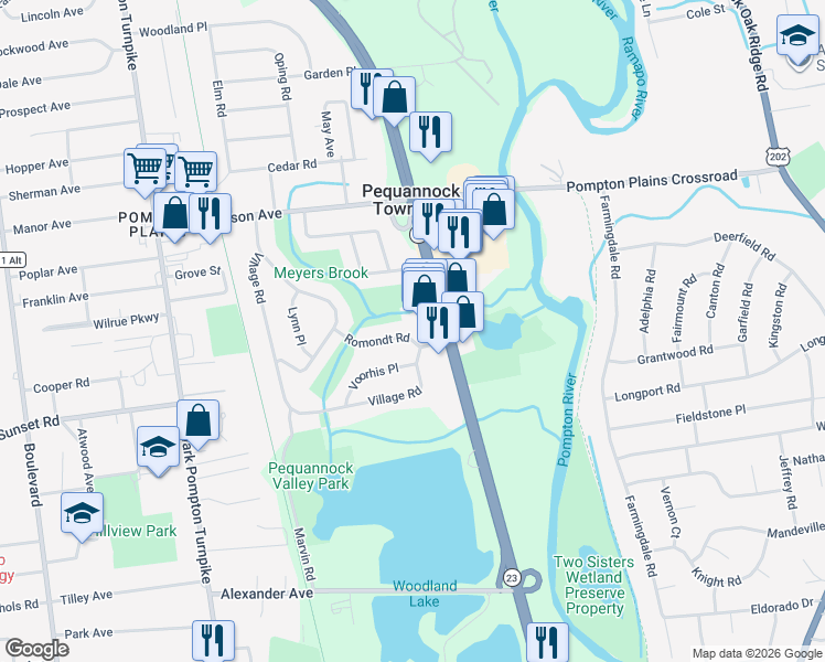 map of restaurants, bars, coffee shops, grocery stores, and more near 4 Romondt Road in Pequannock Township