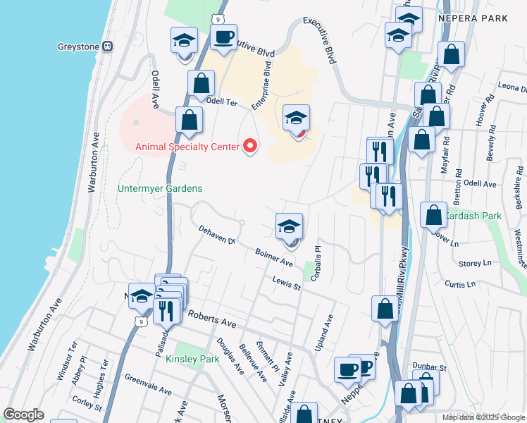 map of restaurants, bars, coffee shops, grocery stores, and more near 17 Ann Marie Place in Yonkers