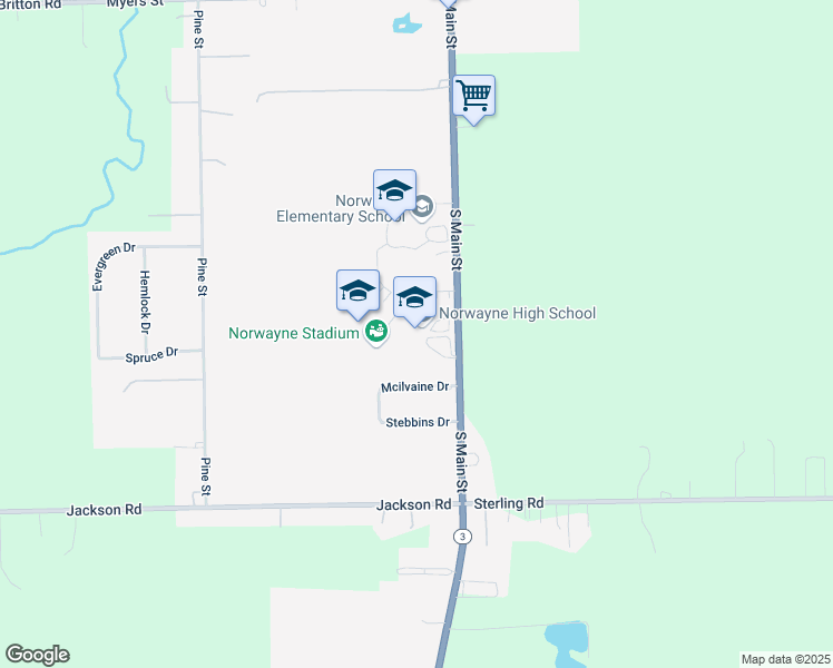 map of restaurants, bars, coffee shops, grocery stores, and more near 350 South Main Street in Creston