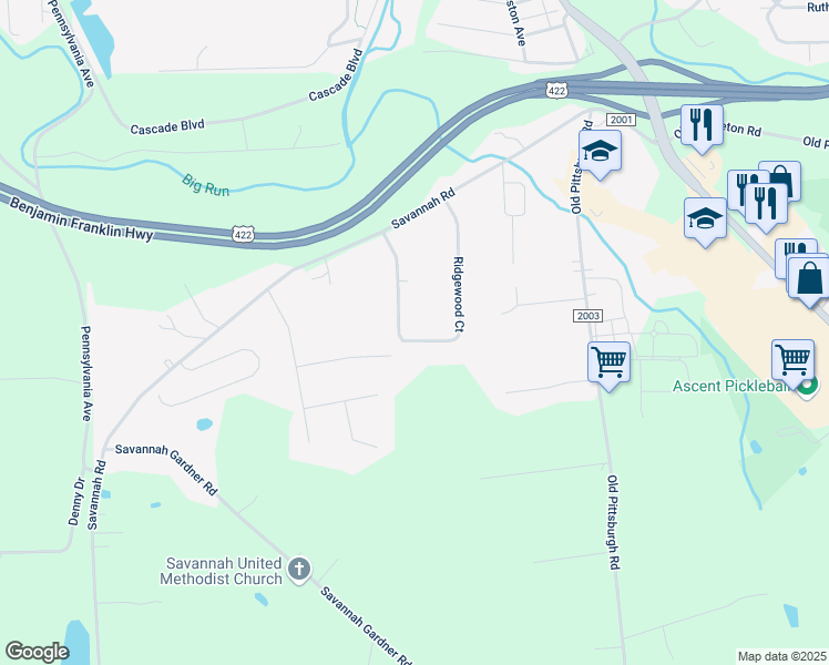 map of restaurants, bars, coffee shops, grocery stores, and more near 2512 Ridgewood Court in New Castle