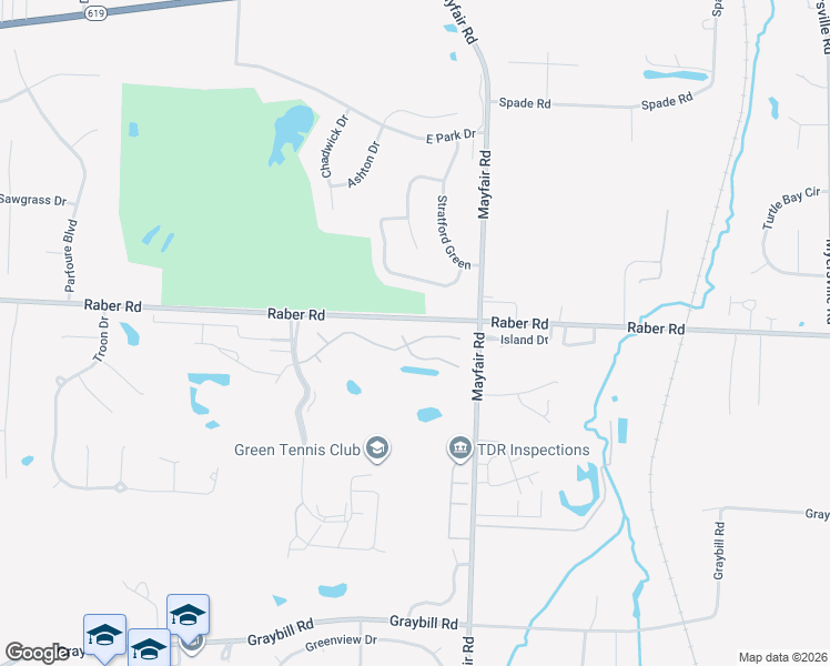 map of restaurants, bars, coffee shops, grocery stores, and more near 3614 Glenshire Circle in Uniontown