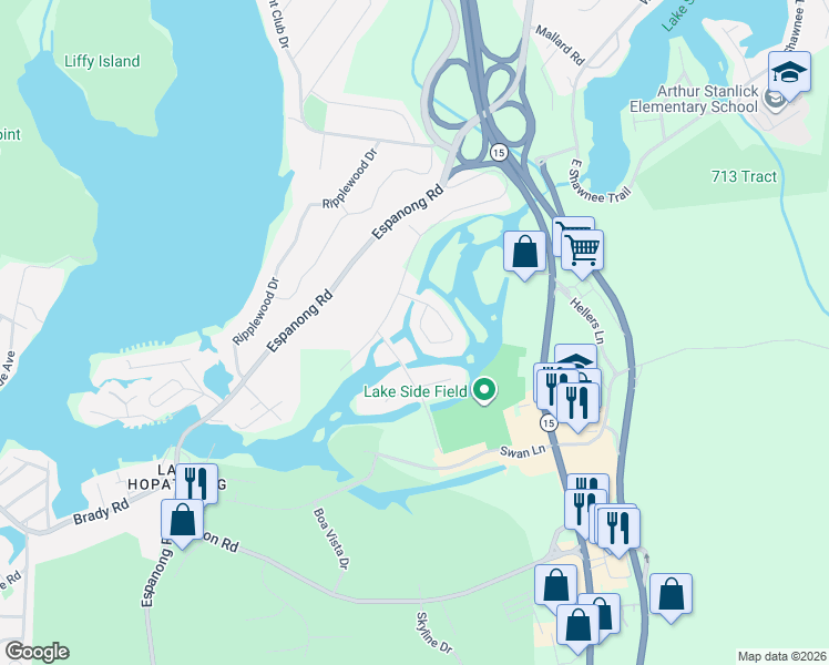 map of restaurants, bars, coffee shops, grocery stores, and more near 9 Valencia Isle Drive in Jefferson