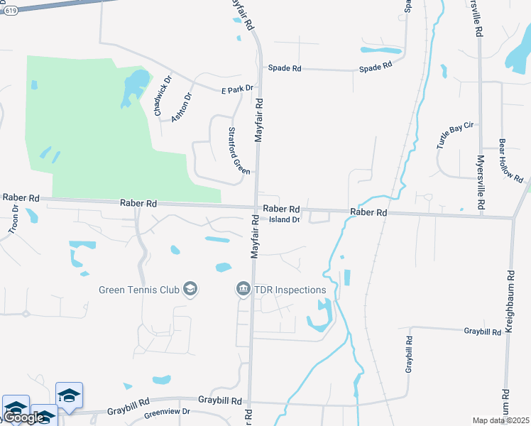 map of restaurants, bars, coffee shops, grocery stores, and more near 2547 Cardington Green in Uniontown