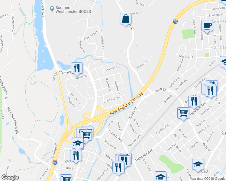 map of restaurants, bars, coffee shops, grocery stores, and more near 306 Soundview Avenue in Mamaroneck