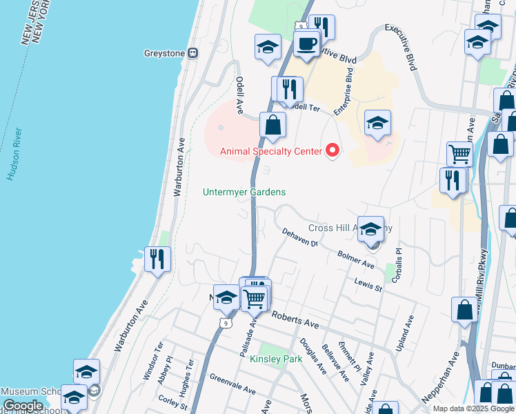 map of restaurants, bars, coffee shops, grocery stores, and more near 836 North Broadway in Yonkers