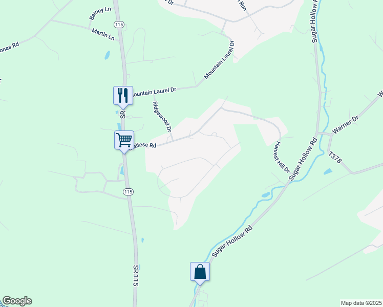 map of restaurants, bars, coffee shops, grocery stores, and more near 349 Orchard View Drive in Effort