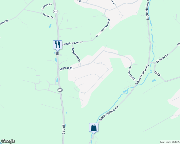 map of restaurants, bars, coffee shops, grocery stores, and more near 349 Orchard View Drive in Effort