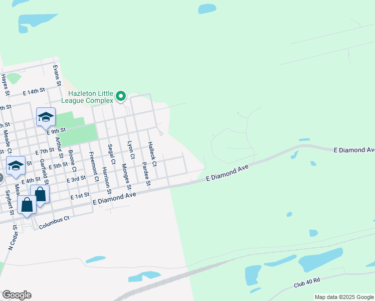 map of restaurants, bars, coffee shops, grocery stores, and more near 562 Hansel Street in Hazleton