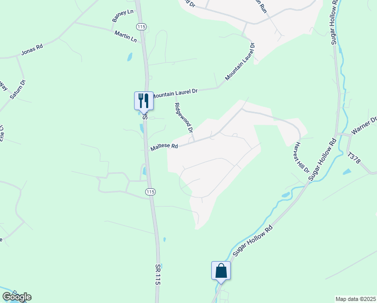 map of restaurants, bars, coffee shops, grocery stores, and more near 136 Maltese Road in Effort