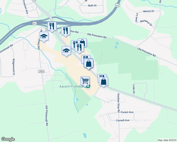 map of restaurants, bars, coffee shops, grocery stores, and more near 2650 Ellwood Road in New Castle