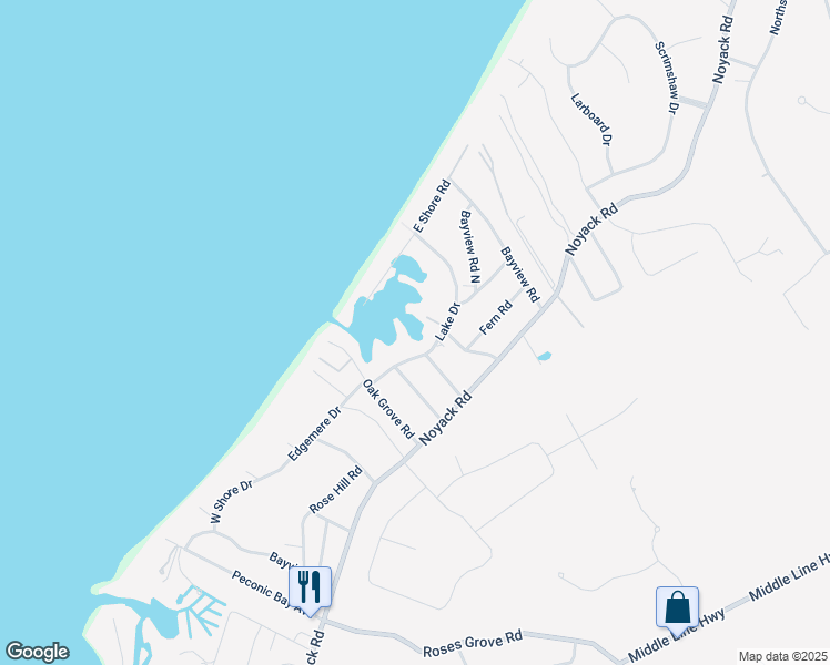 map of restaurants, bars, coffee shops, grocery stores, and more near 31 Lake Drive in Southampton