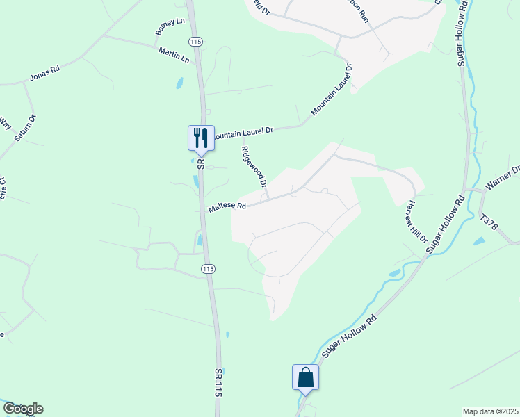 map of restaurants, bars, coffee shops, grocery stores, and more near 136 Maltese Road in Effort