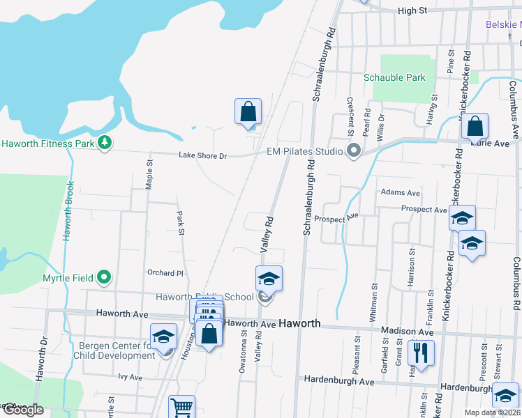 map of restaurants, bars, coffee shops, grocery stores, and more near 312 Spring Ln in Haworth