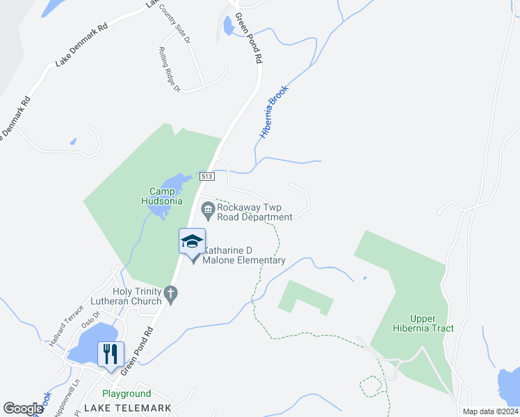 map of restaurants, bars, coffee shops, grocery stores, and more near 4 Darlington Drive in Rockaway