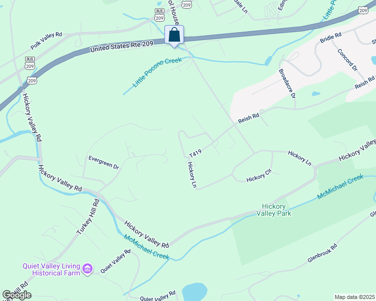 map of restaurants, bars, coffee shops, grocery stores, and more near 7470 Old Coach Road in Stroudsburg