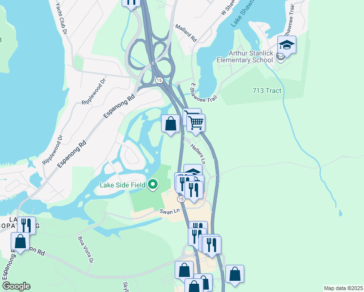 map of restaurants, bars, coffee shops, grocery stores, and more near 833 New Jersey 15 in Jefferson