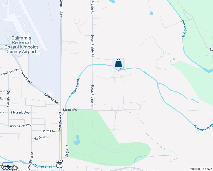 map of restaurants, bars, coffee shops, grocery stores, and more near 1890 Blake Road in McKinleyville