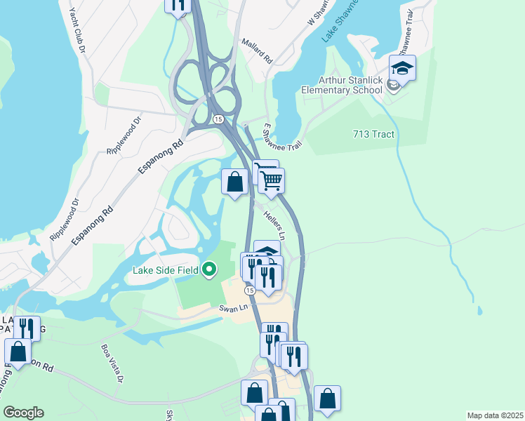 map of restaurants, bars, coffee shops, grocery stores, and more near 833 New Jersey 15 in Jefferson