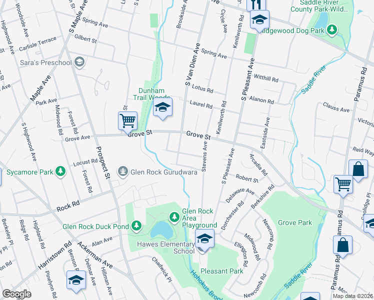 map of restaurants, bars, coffee shops, grocery stores, and more near 533 Amsterdam Avenue in Ridgewood