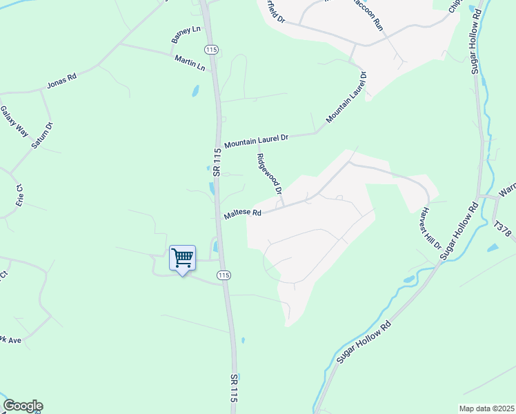 map of restaurants, bars, coffee shops, grocery stores, and more near 129 Maltese Road in Effort