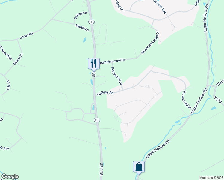 map of restaurants, bars, coffee shops, grocery stores, and more near 129 Maltese Road in Effort