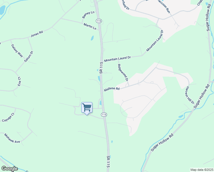 map of restaurants, bars, coffee shops, grocery stores, and more near 3020 Pennsylvania 115 in Effort