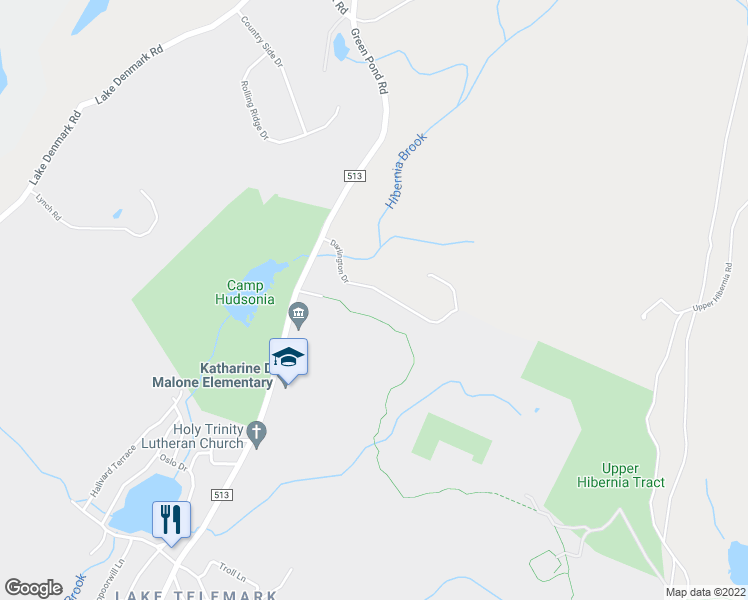 map of restaurants, bars, coffee shops, grocery stores, and more near 4 Darlington Drive in Rockaway