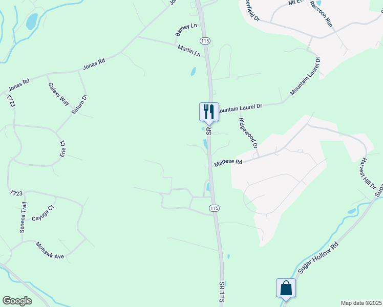 map of restaurants, bars, coffee shops, grocery stores, and more near 105 Talbot Drive in Effort