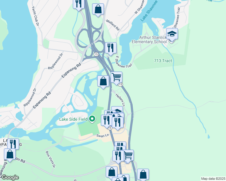 map of restaurants, bars, coffee shops, grocery stores, and more near 833 New Jersey 15 in Jefferson