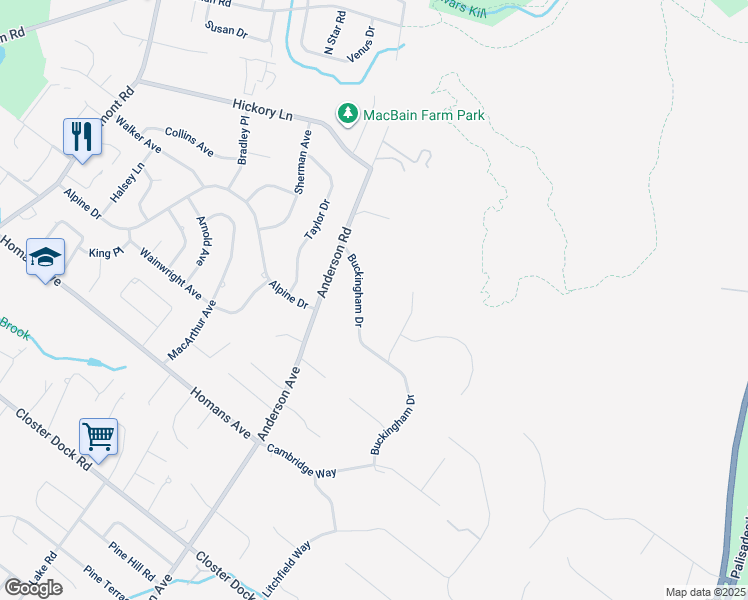 map of restaurants, bars, coffee shops, grocery stores, and more near 36 Buckingham Drive in Alpine