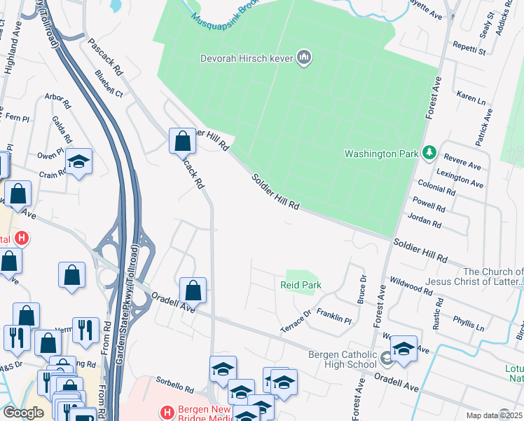 map of restaurants, bars, coffee shops, grocery stores, and more near 300 Soldier Hill Road in Emerson