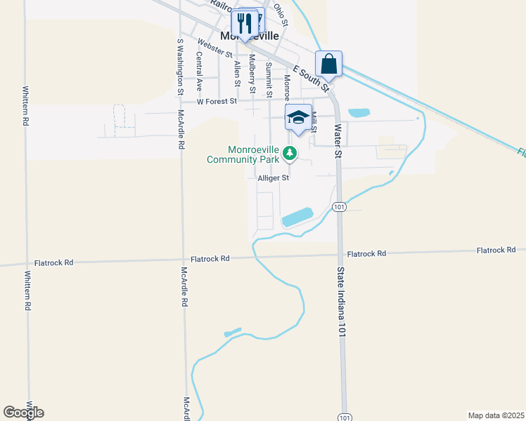 map of restaurants, bars, coffee shops, grocery stores, and more near 20828 Alliger Street in Monroeville