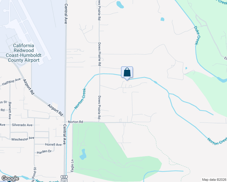 map of restaurants, bars, coffee shops, grocery stores, and more near 1890 Blake Road in McKinleyville