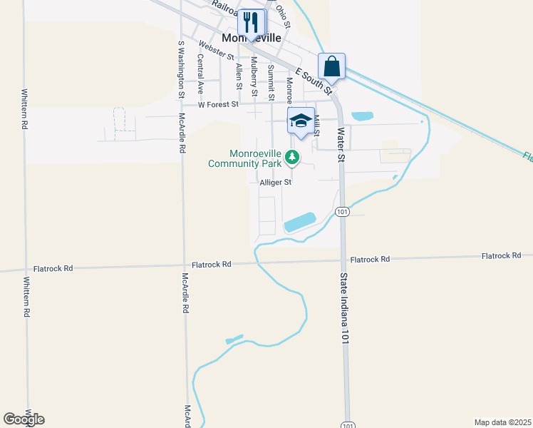 map of restaurants, bars, coffee shops, grocery stores, and more near 20828 Alliger Street in Monroeville