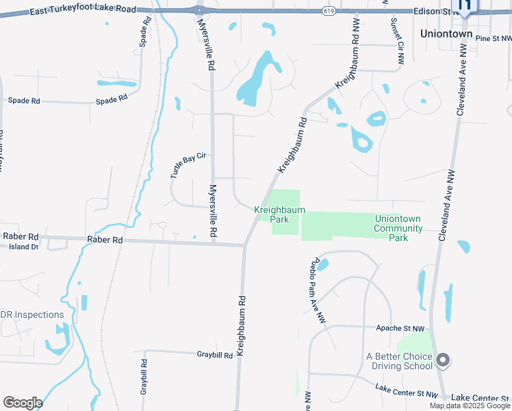 map of restaurants, bars, coffee shops, grocery stores, and more near 3143 Kreighbaum Road in Uniontown