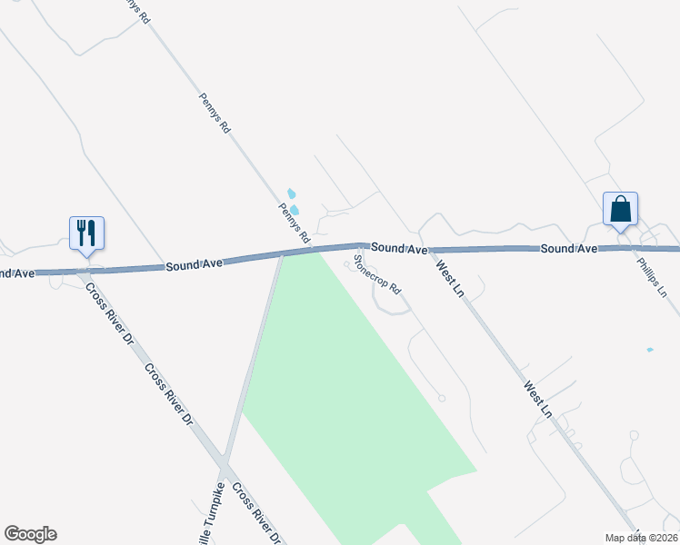 map of restaurants, bars, coffee shops, grocery stores, and more near 21 Wake Robin Lane in Riverhead