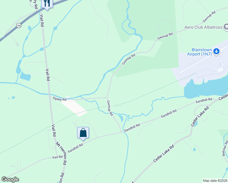 map of restaurants, bars, coffee shops, grocery stores, and more near 67 Gwinup Road in Blairstown