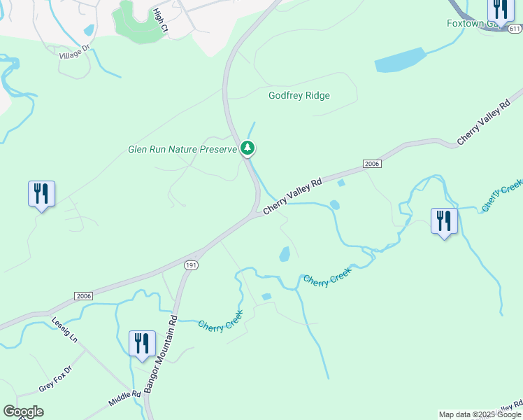 map of restaurants, bars, coffee shops, grocery stores, and more near 704 Bangor Mountain Road in Stroudsburg