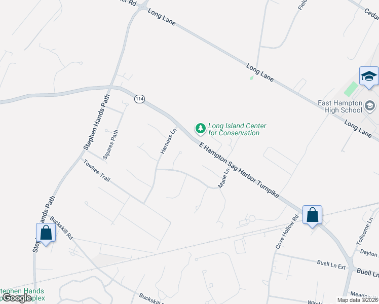 map of restaurants, bars, coffee shops, grocery stores, and more near 8 Cutter Court in East Hampton