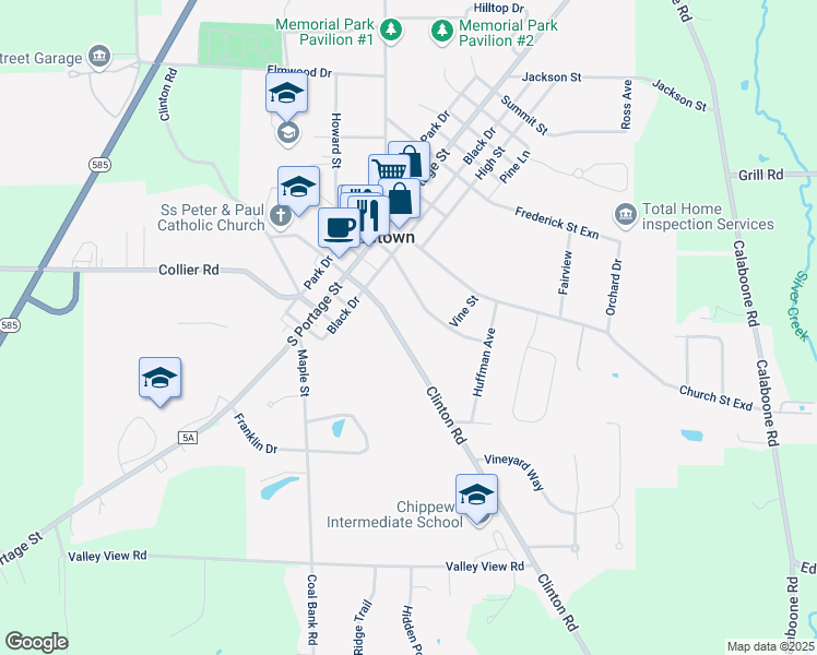 map of restaurants, bars, coffee shops, grocery stores, and more near 160 East Marion Street in Doylestown