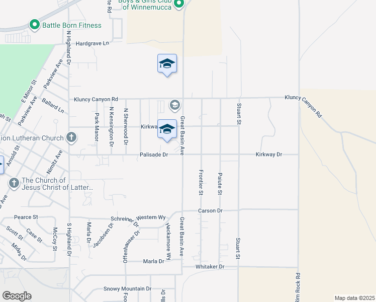 map of restaurants, bars, coffee shops, grocery stores, and more near 3245 Great Basin Avenue in Winnemucca