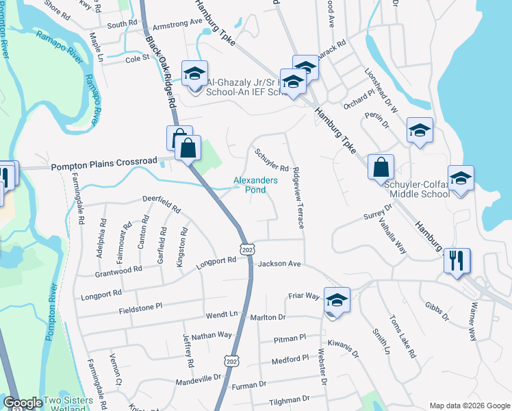 map of restaurants, bars, coffee shops, grocery stores, and more near 22 Divan Way in Wayne